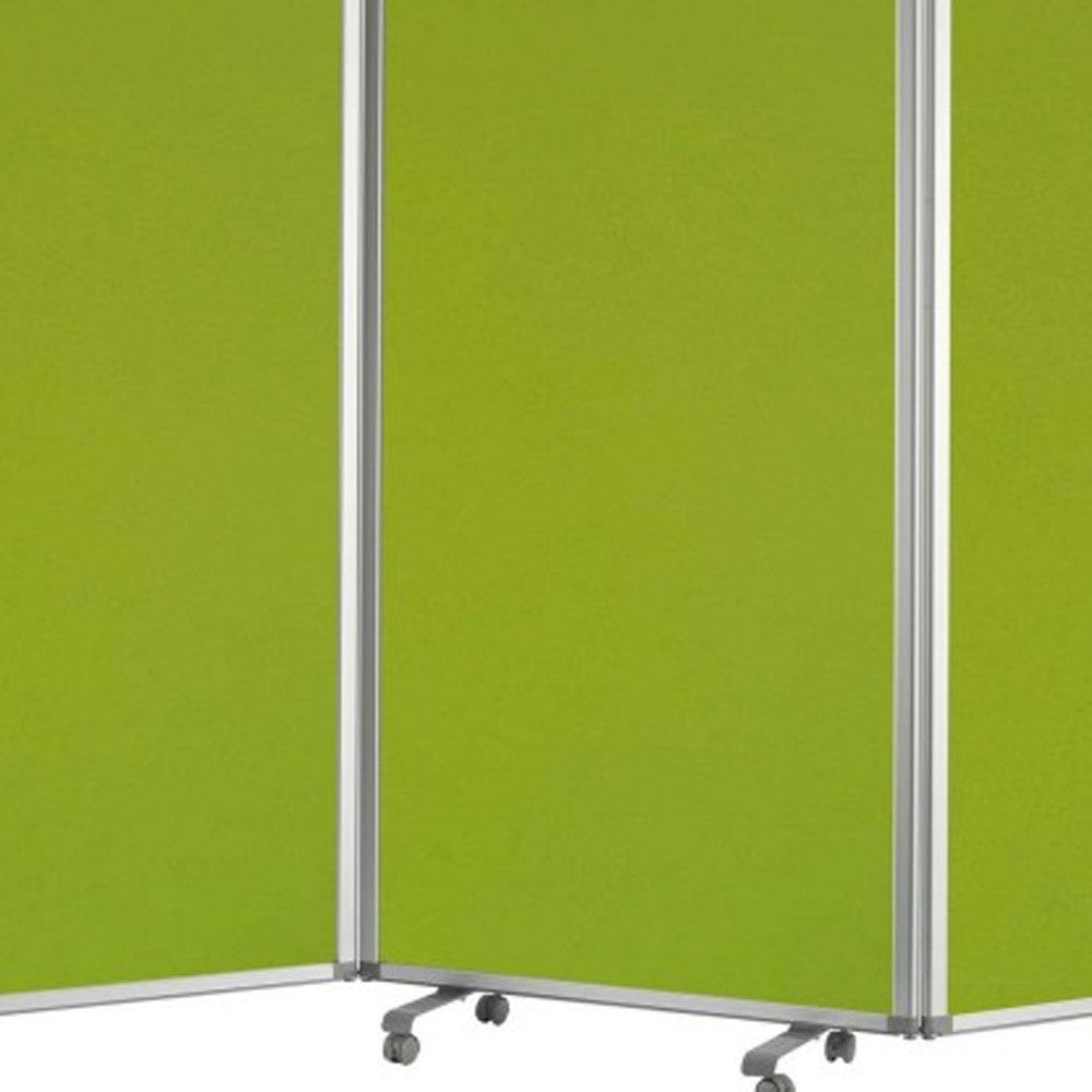 318" X 1" X 71" Green, Metal, 9 Panel, Screen-Room Dividers-DECOROLALA
