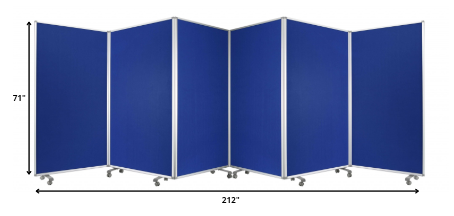 212 X 1 X 71 Blue Metal 6 Panel Screen-Room Dividers-DECOROLALA