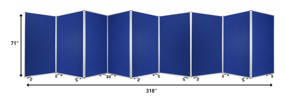318" X 1" X 71" Blue, Metal, 9 Panel, Screen-Room Dividers-DECOROLALA