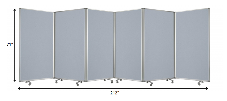 212 X 1 X 71 Metal Grey 6 Panel Screen-Room Dividers-DECOROLALA