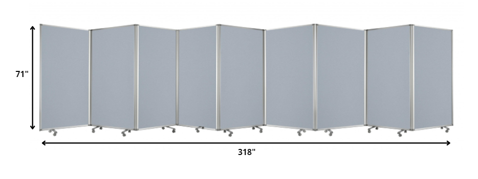 318" X 1" X 71" Metal, Grey, 9 Panel, Screen-Room Dividers-DECOROLALA