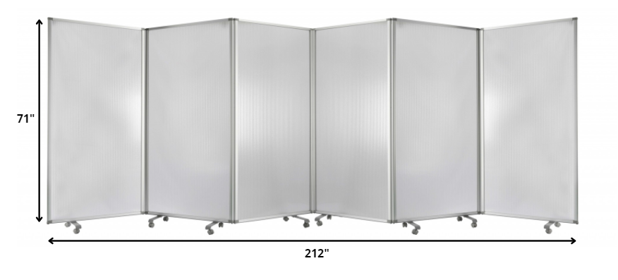 212 X 1 X 71 Clear Metal 6 Panel Resilient Screen-Room Dividers-DECOROLALA