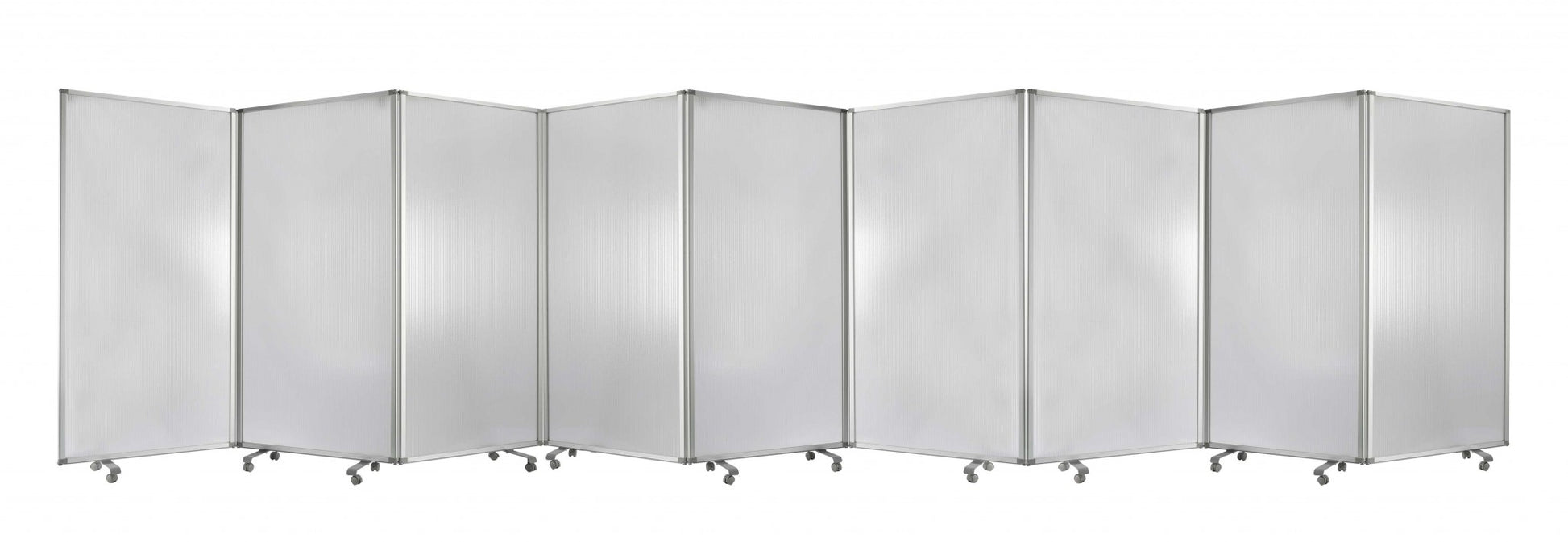 318" X 1" X 71" Clear Metal 9 Panel Resilient Screen-Room Dividers-DECOROLALA