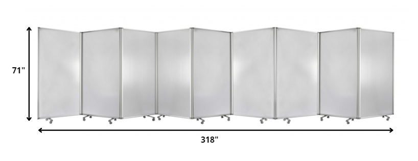 318" X 1" X 71" Clear Metal 9 Panel Resilient Screen-Room Dividers-DECOROLALA