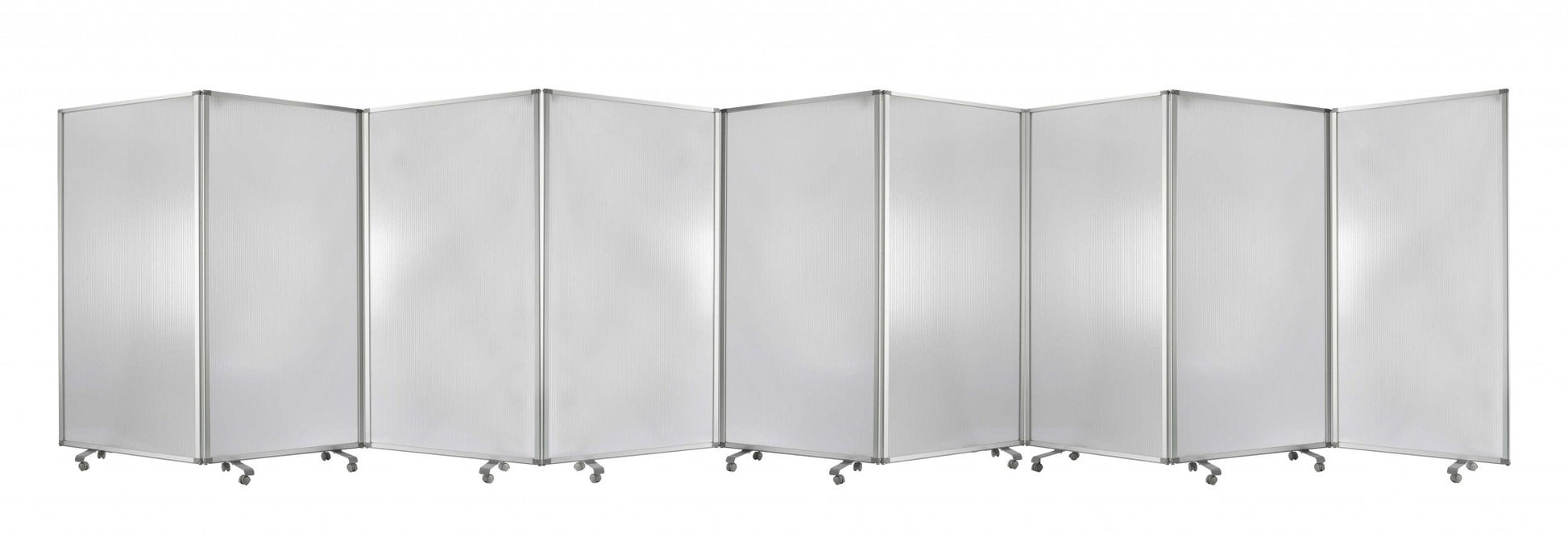 318" X 1" X 71" Clear Metal 9 Panel Resilient Screen-Room Dividers-DECOROLALA