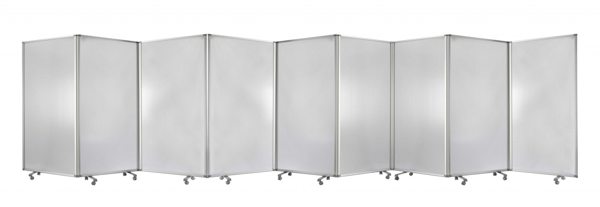 318" X 1" X 71" Clear Metal 9 Panel Resilient Screen-Room Dividers-DECOROLALA