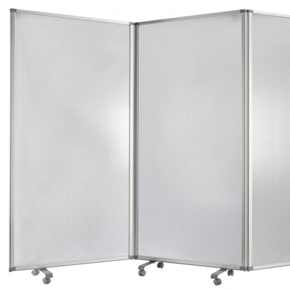 318" X 1" X 71" Clear Metal 9 Panel Resilient Screen-Room Dividers-DECOROLALA