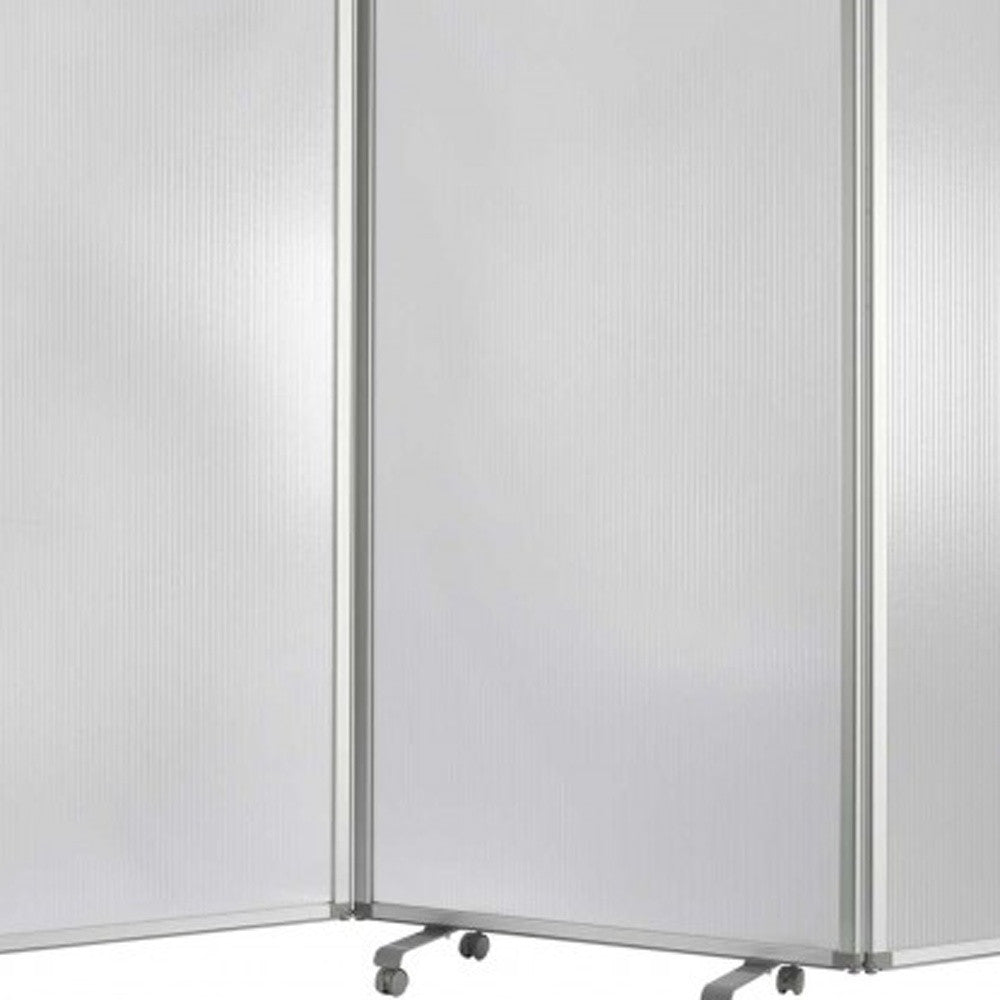 318" X 1" X 71" Clear Metal 9 Panel Resilient Screen-Room Dividers-DECOROLALA