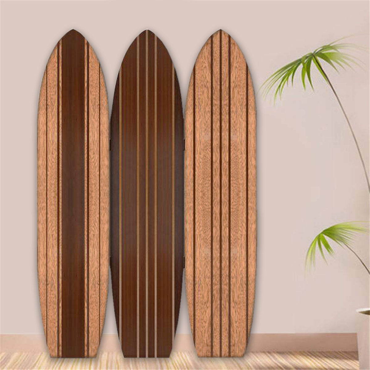 Warm Brown Long Board 3 Panel Room Divider Screen-Room Dividers-DECOROLALA