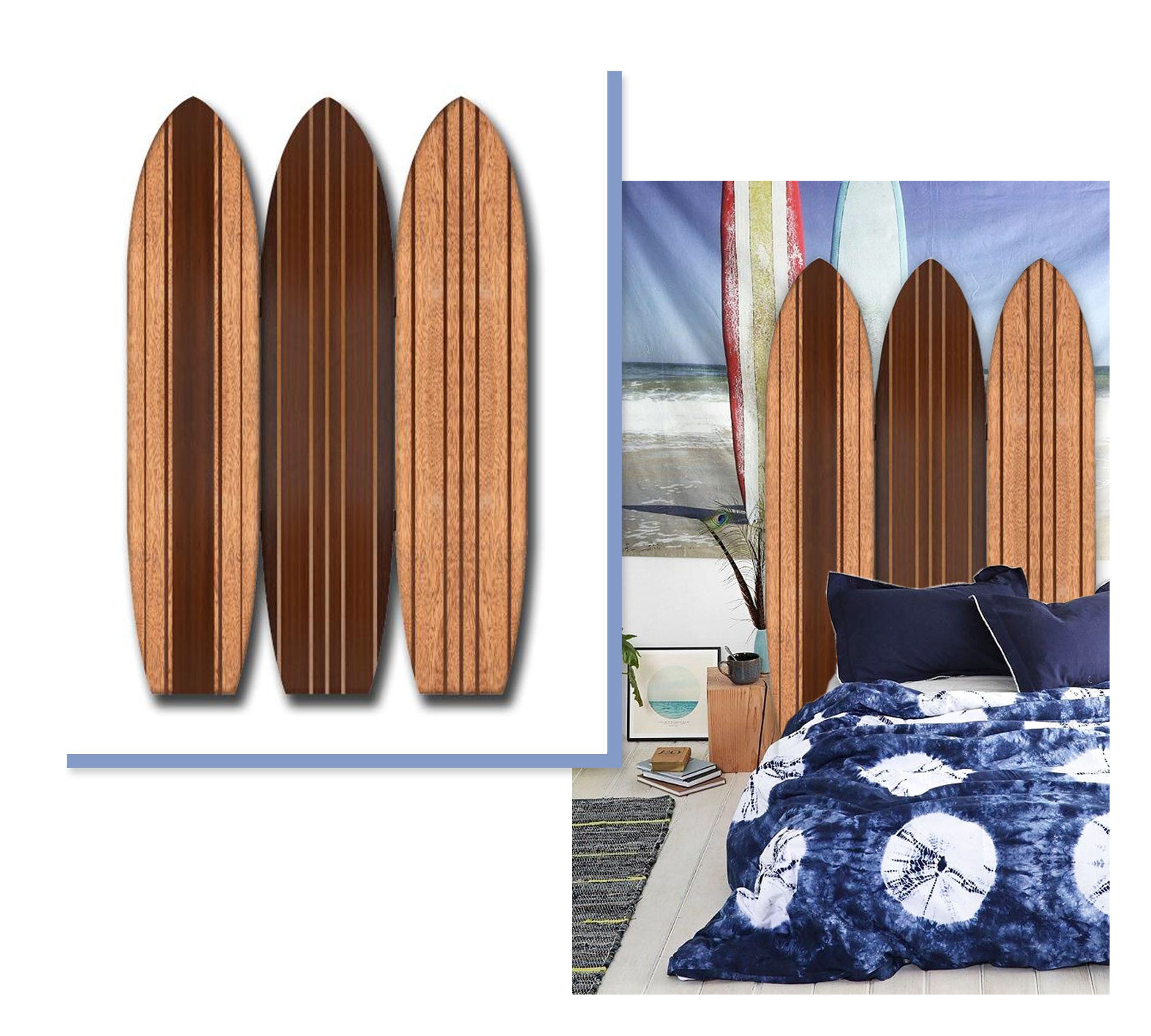 Warm Brown Long Board 3 Panel Room Divider Screen-Room Dividers-DECOROLALA