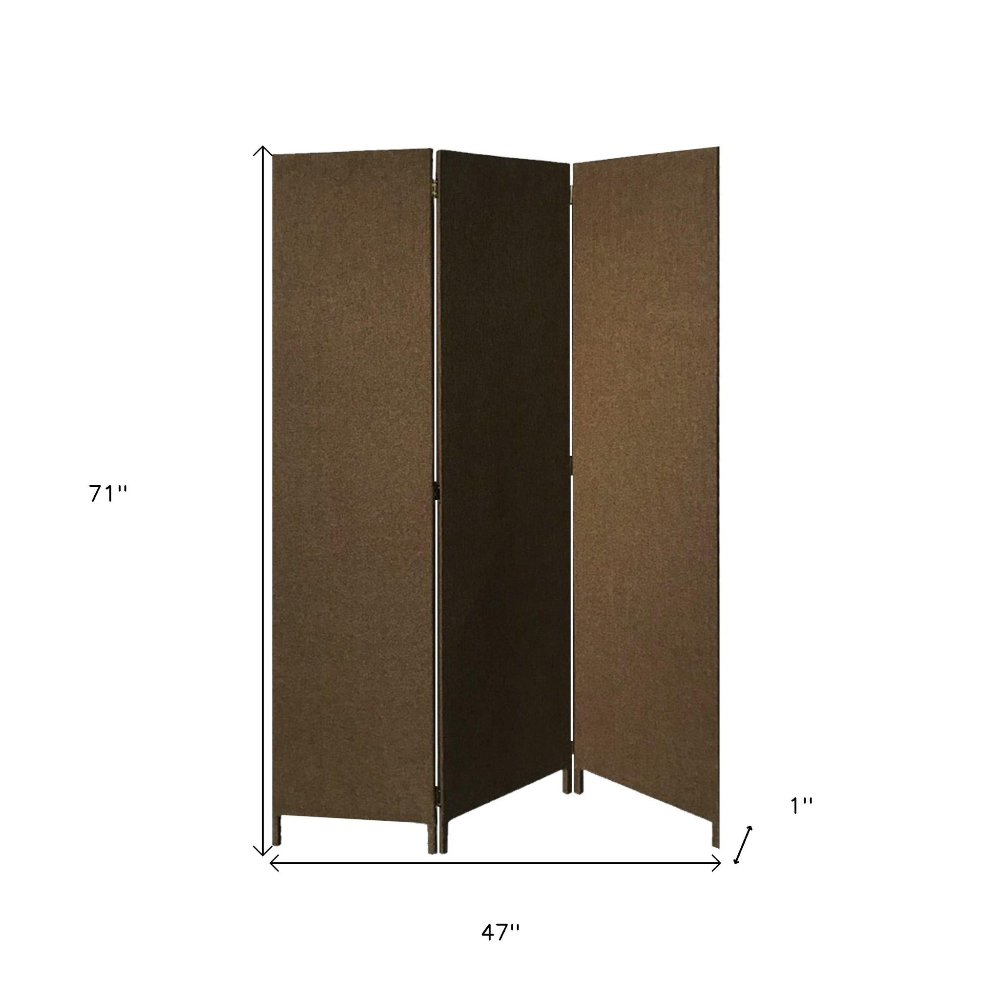 Brown Upholstered 3 Panel Room Divider Screen-Room Dividers-DECOROLALA