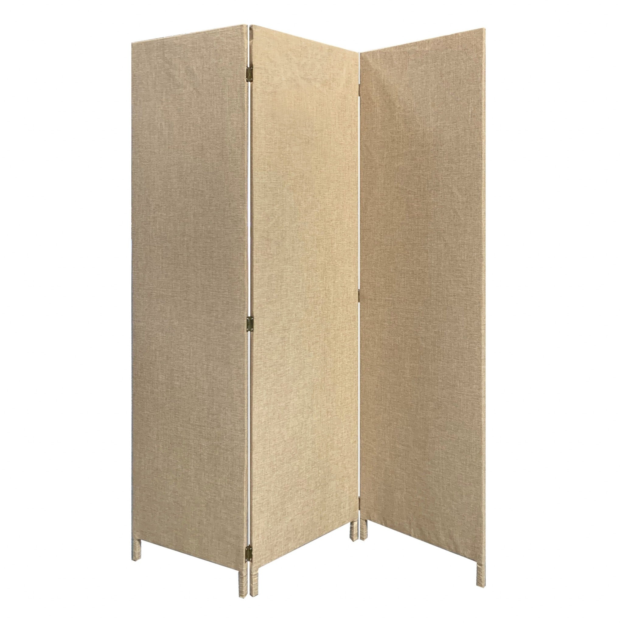Beige Upholstered 3 Panel Room Divider Screen-Room Dividers-DECOROLALA