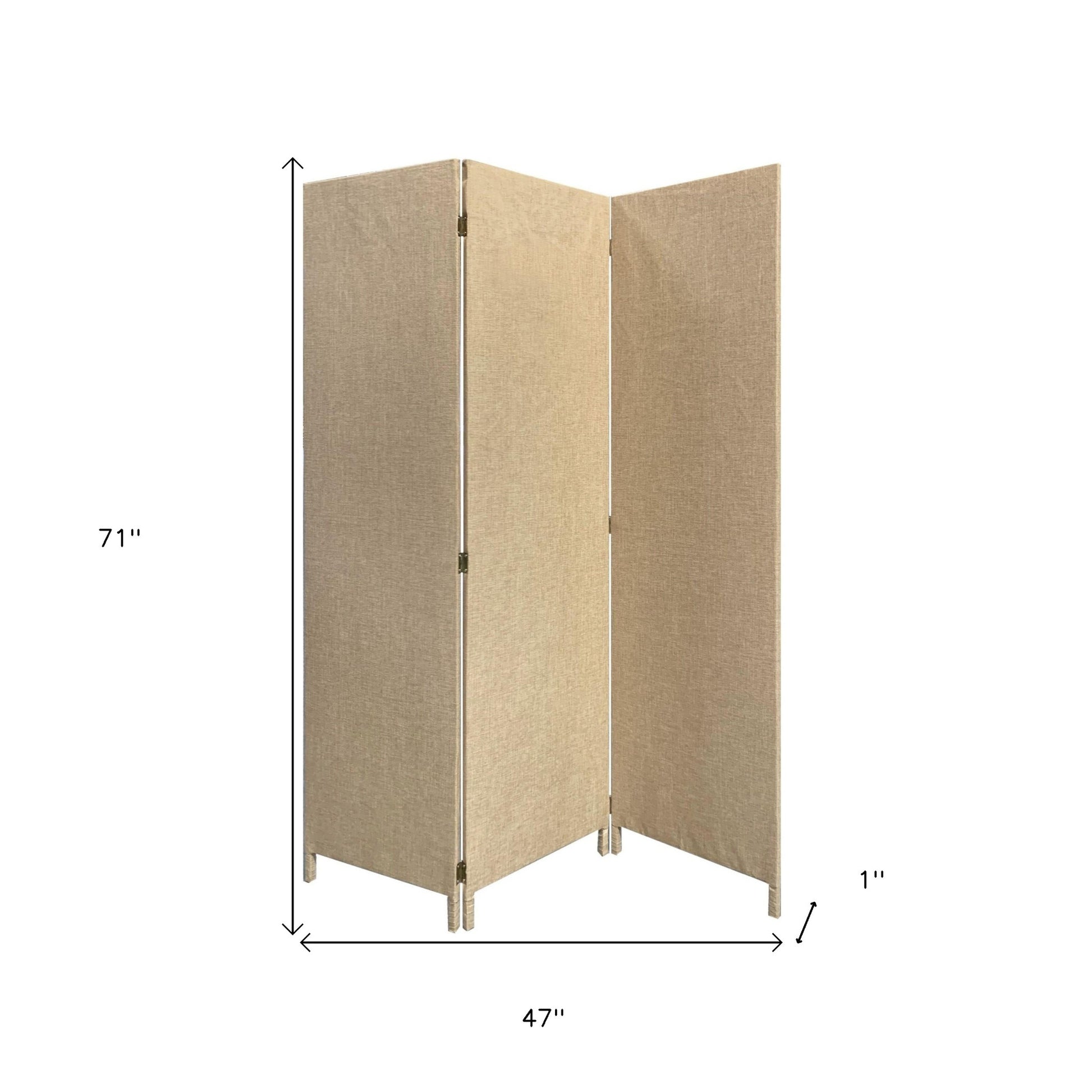 Beige Upholstered 3 Panel Room Divider Screen-Room Dividers-DECOROLALA