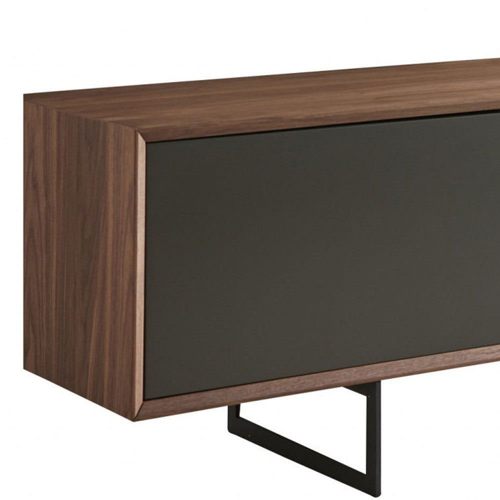 94" Gray Solid and Manufactured Wood Enclosed and Open Storage TV Stand-TV Stands-DECOROLALA