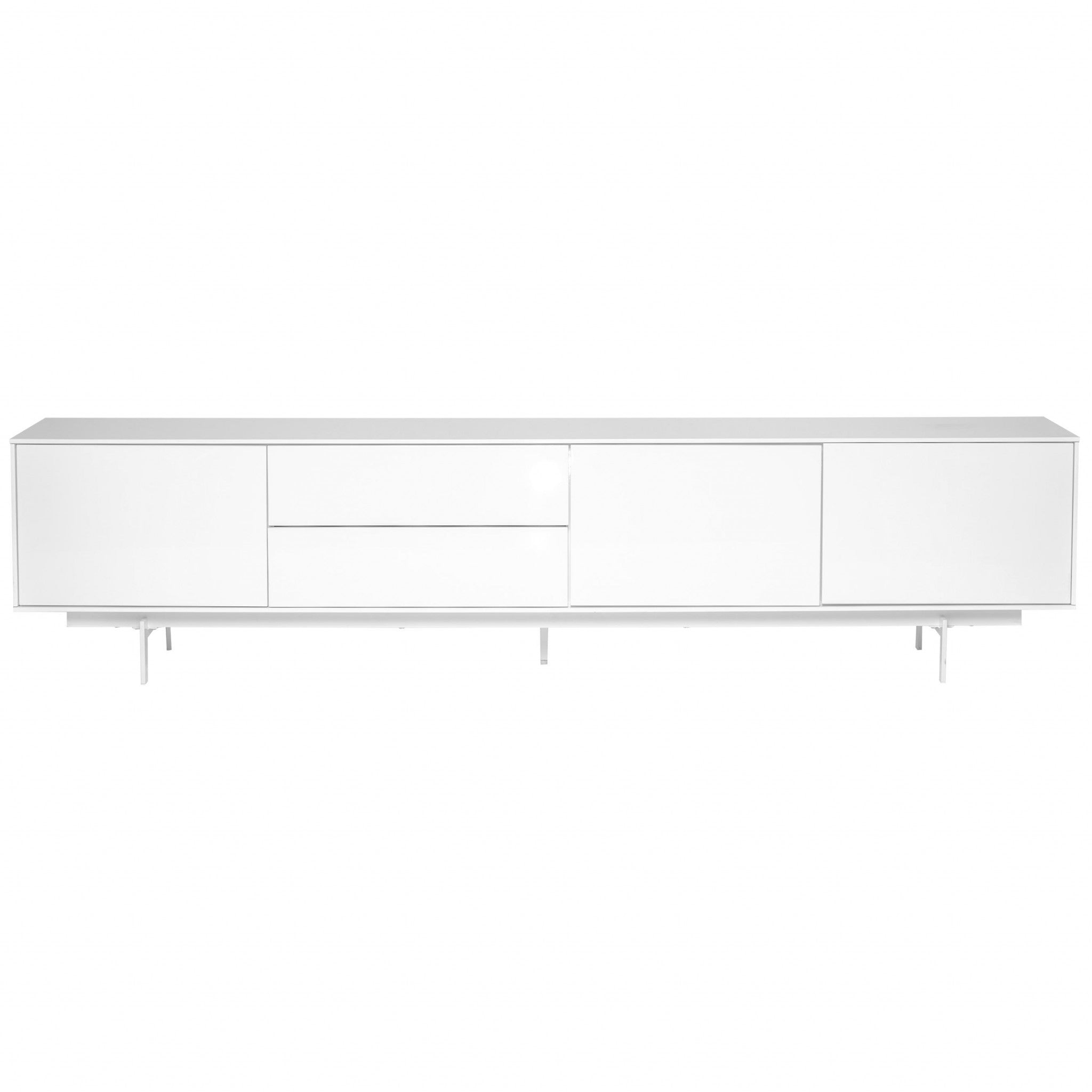 82" White Manufactured And Wood Cabinet Enclosed Storage TV Stand-0