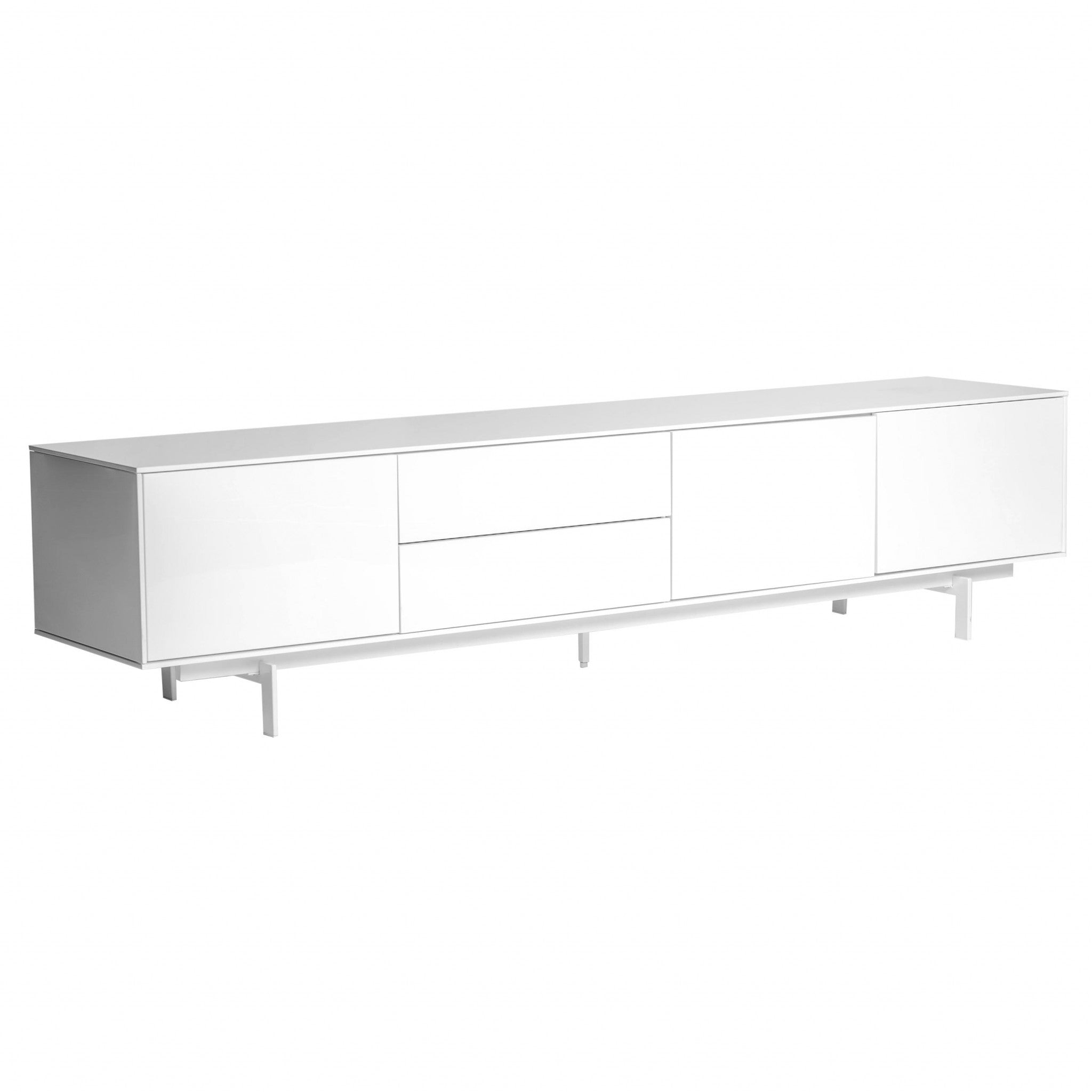 82" White Manufactured And Wood Cabinet Enclosed Storage TV Stand-1