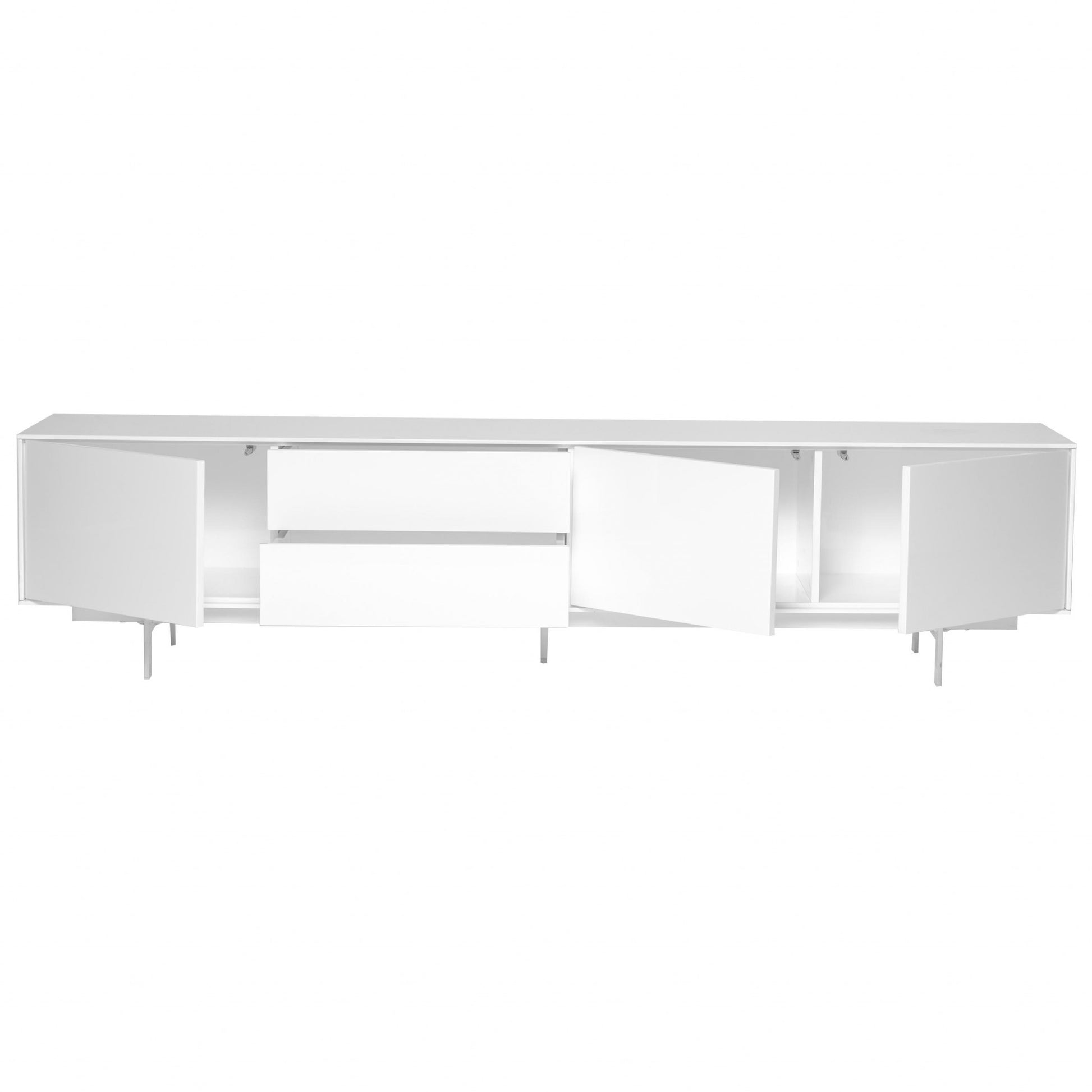 82" White Manufactured And Wood Cabinet Enclosed Storage TV Stand-3