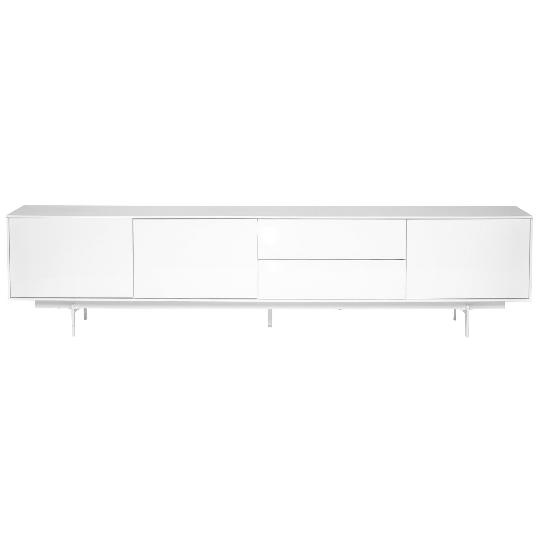 82" White Manufactured And Wood Cabinet Enclosed Storage TV Stand-6