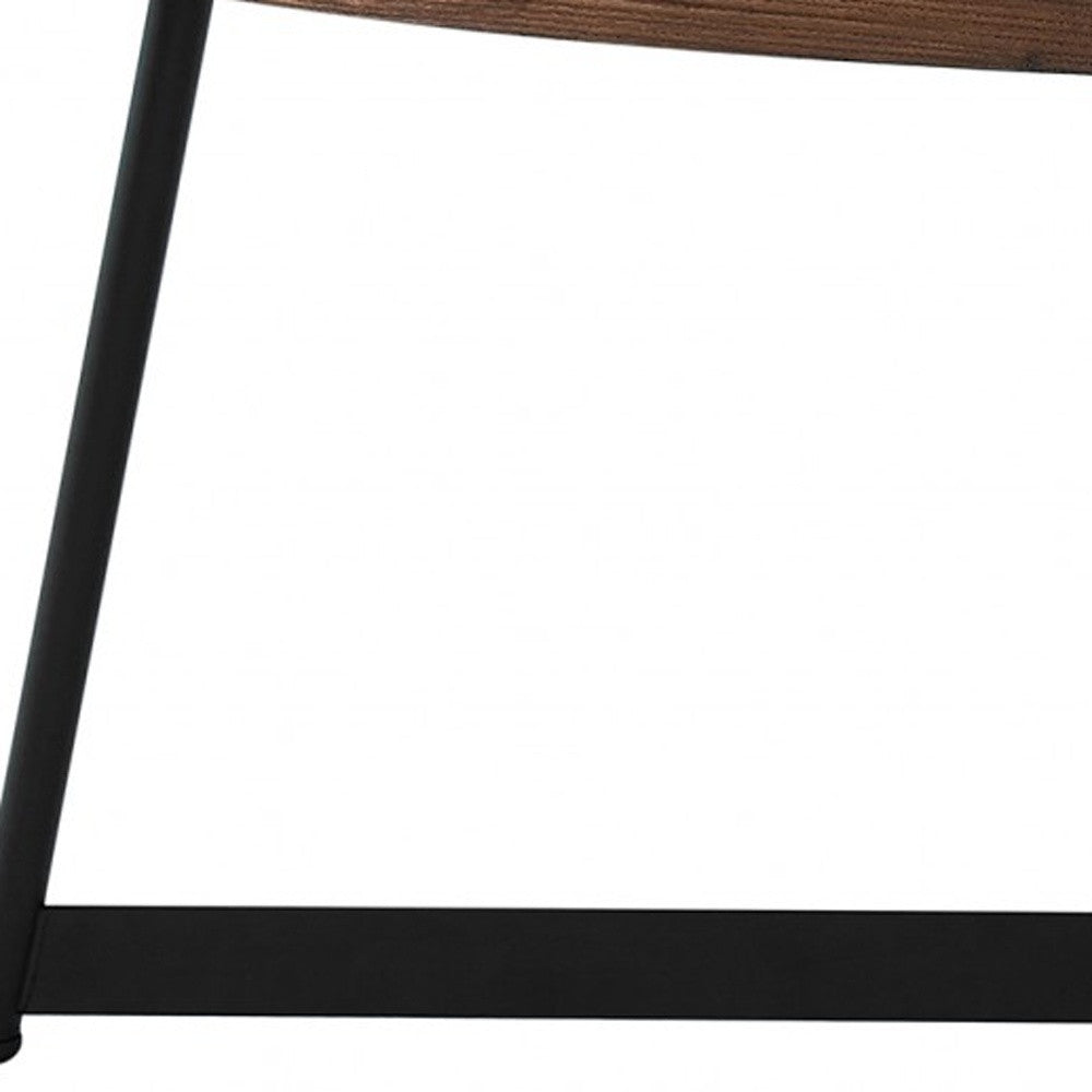 24" Brown and Black Wood And Metal Oval Frame Coffee Table-5