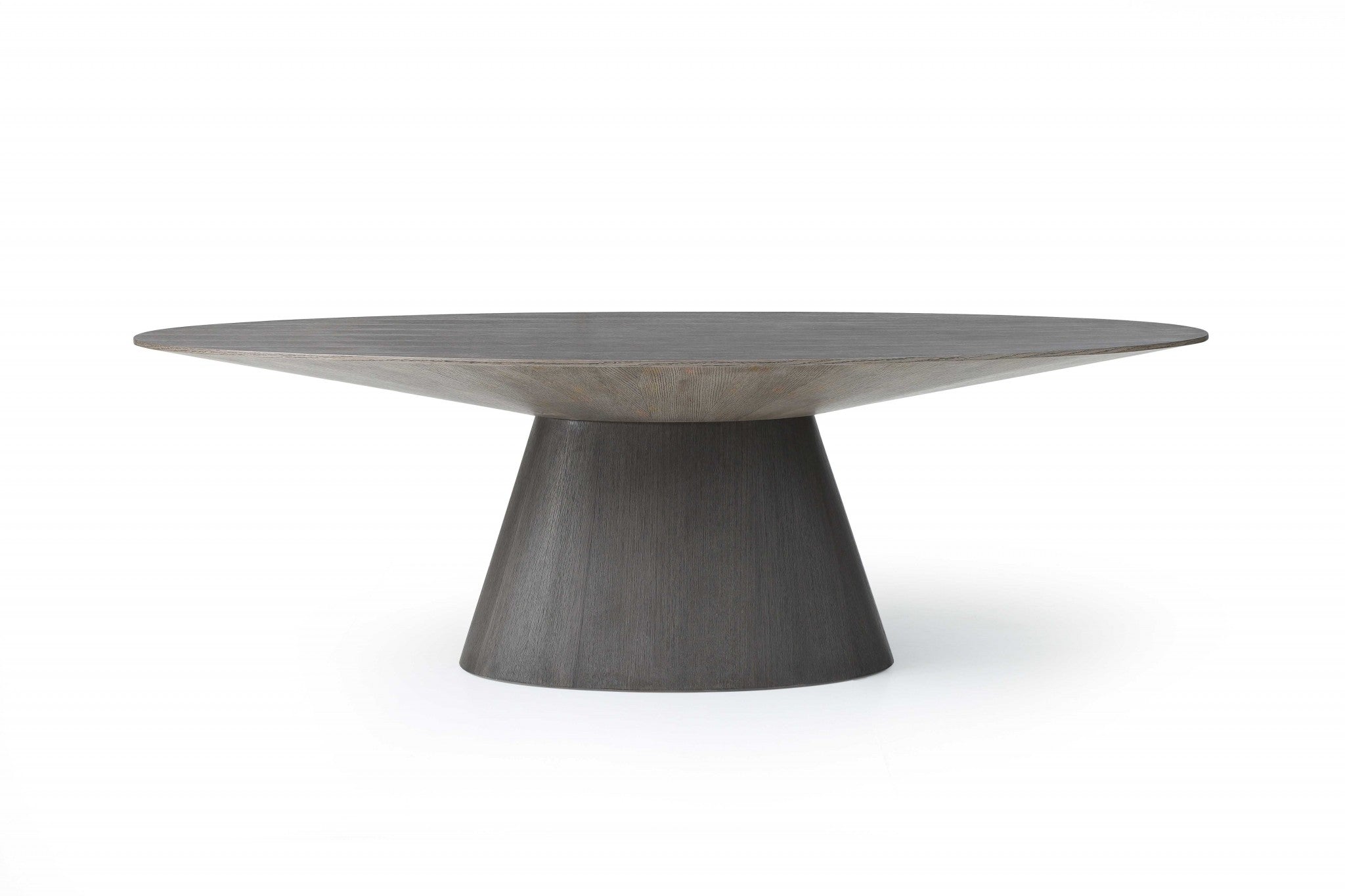 95" Gray Rounded Solid Wood Pedestal Base Dining Table-Dining Tables-DECOROLALA