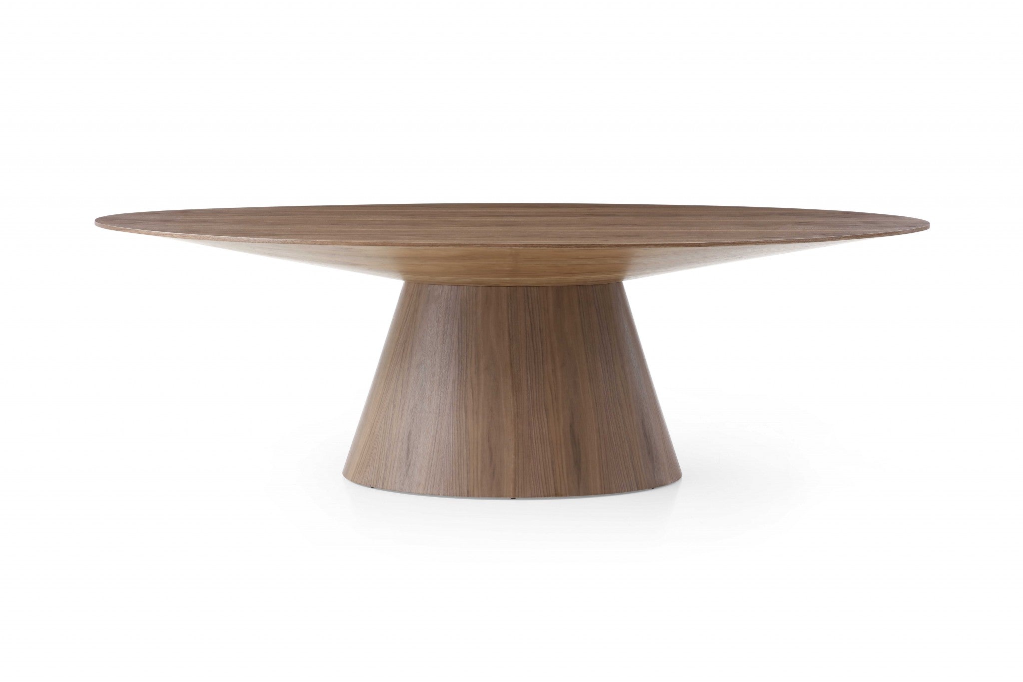 95" Brown Oval Solid Wood Pedestal Base Dining Table-Dining Tables-DECOROLALA