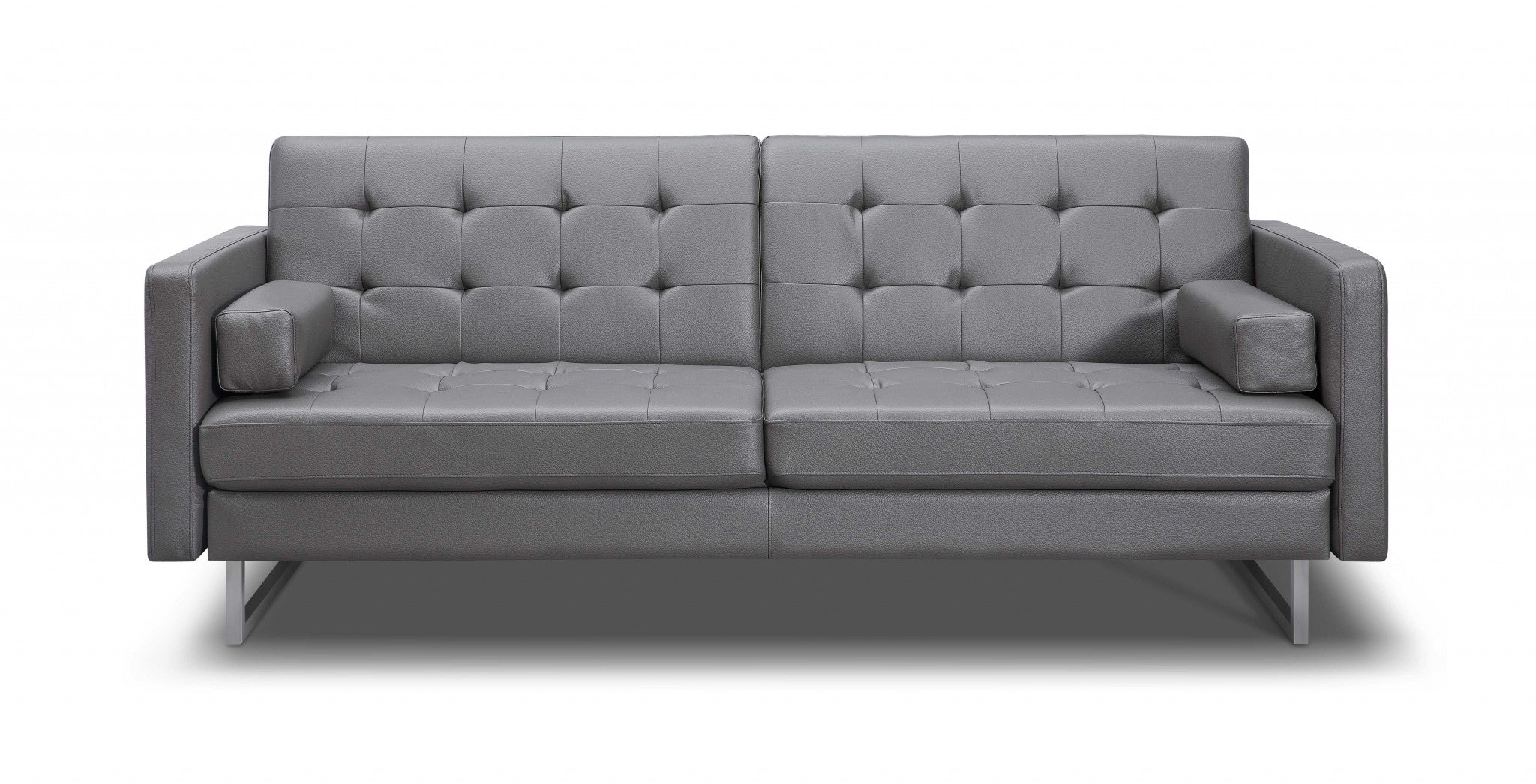 80" Gray Faux Leather Sleeper Sofa With Silver Legs-1