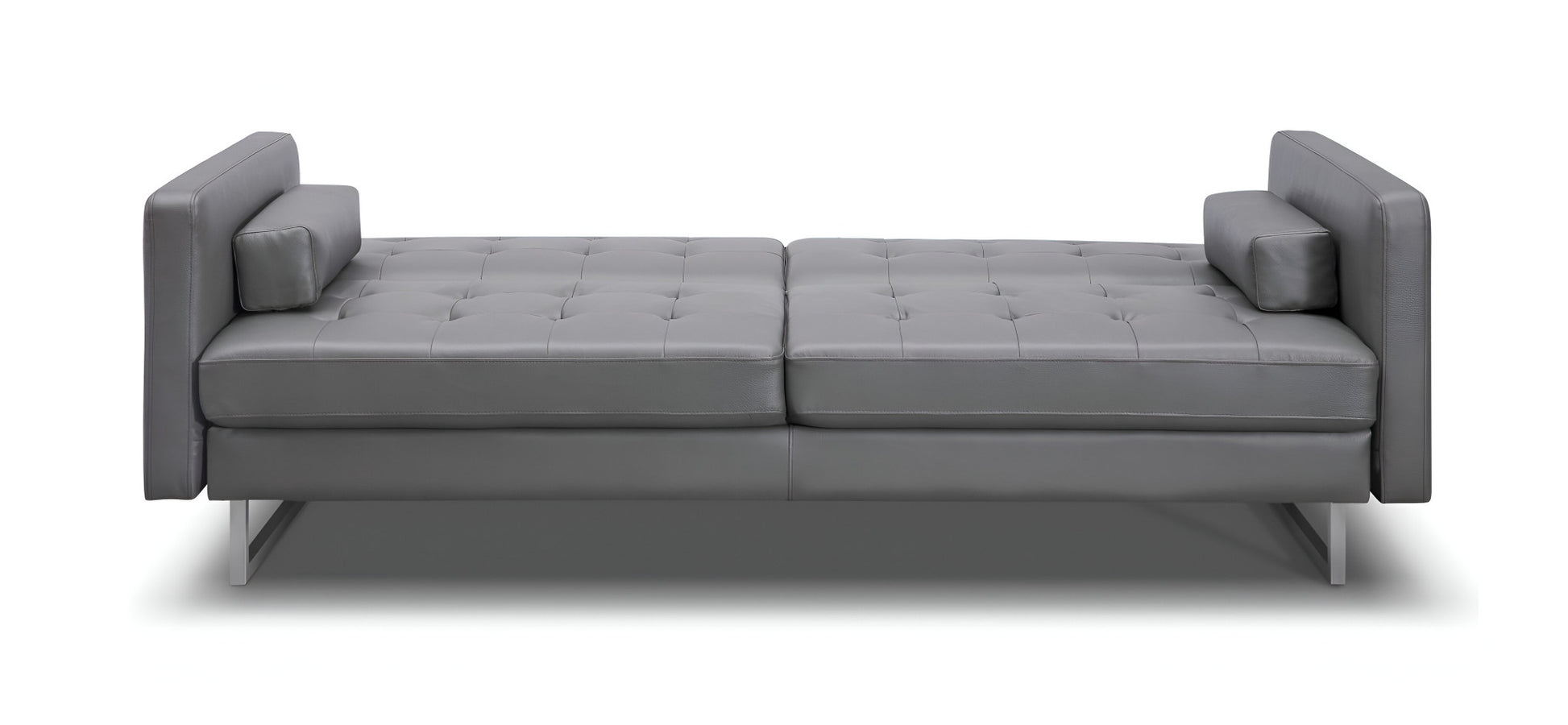 80" Gray Faux Leather Sleeper Sofa With Silver Legs-4