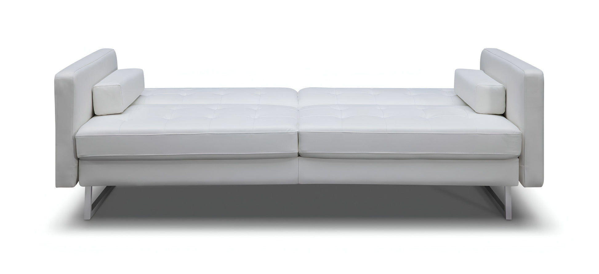 80" White Faux Leather Sleeper Sofa With Silver Legs-4