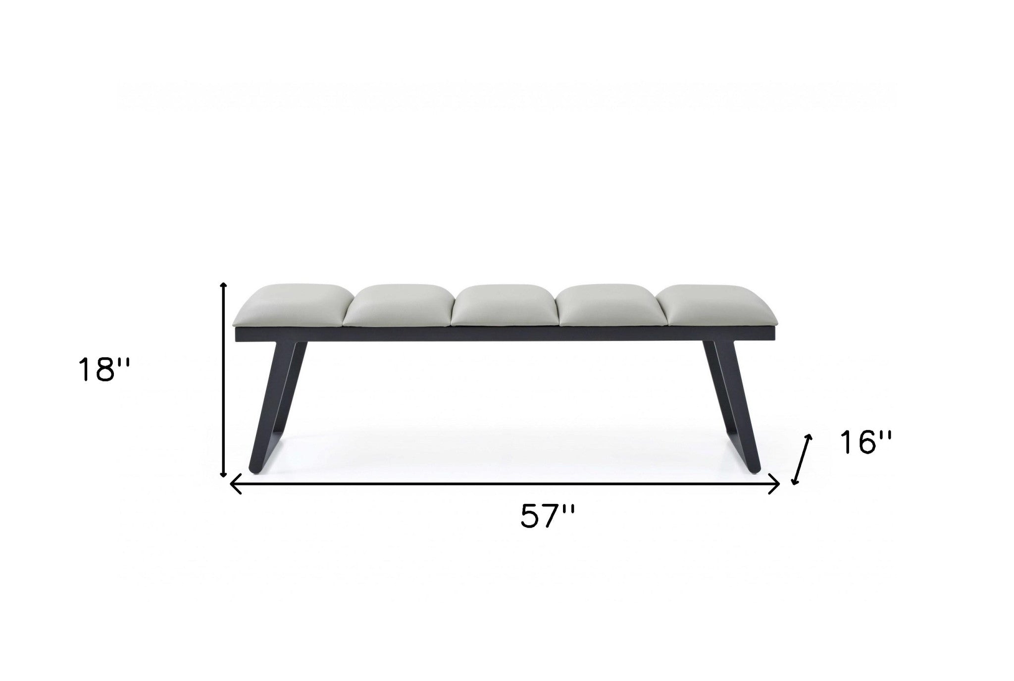 57" Light Gray and Black Upholstered Faux Leather Bench-Benches-DECOROLALA