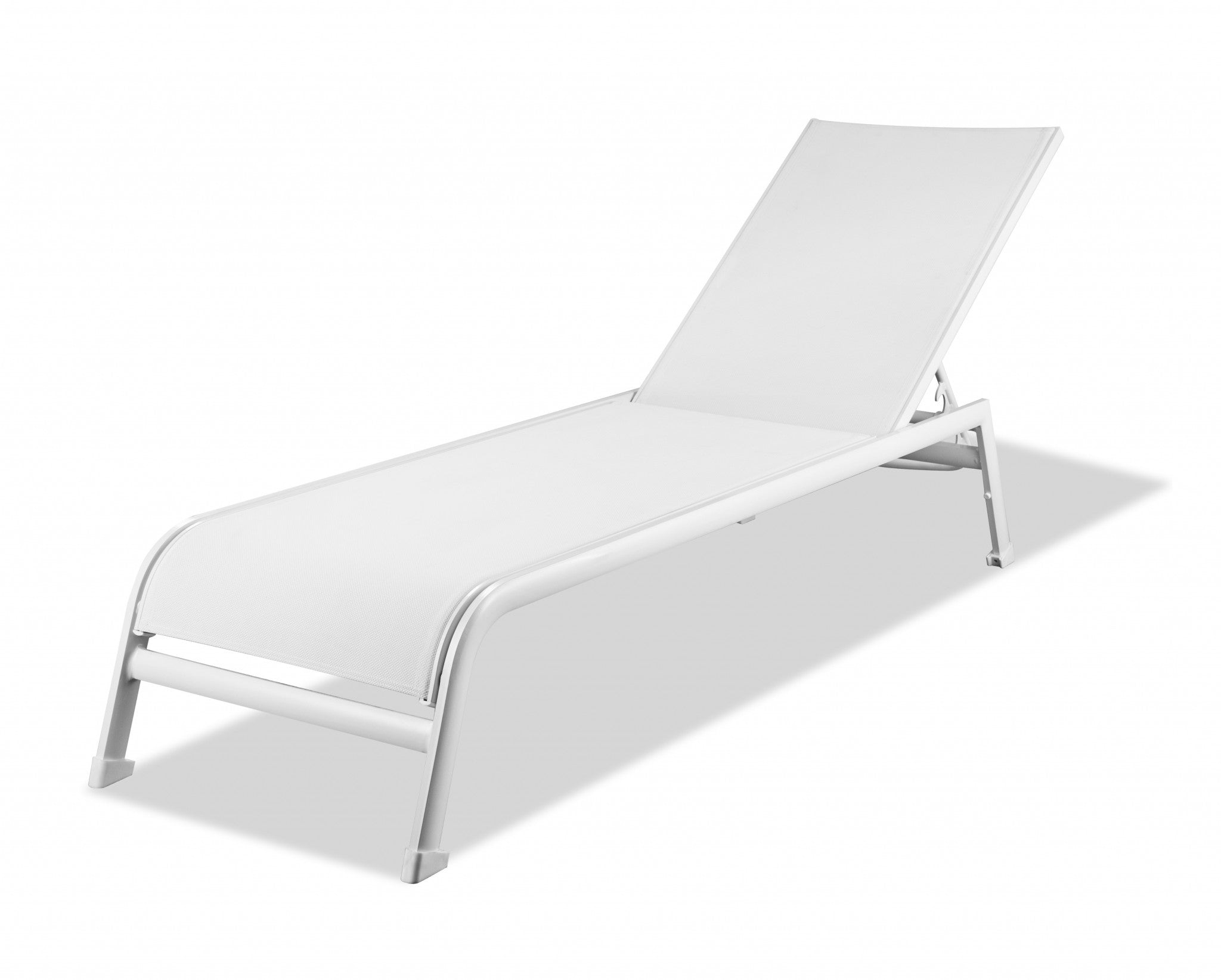 Set of Two 23" White and Chrome Indoor Outdoor Chaise Lounge-Outdoor Chairs-DECOROLALA