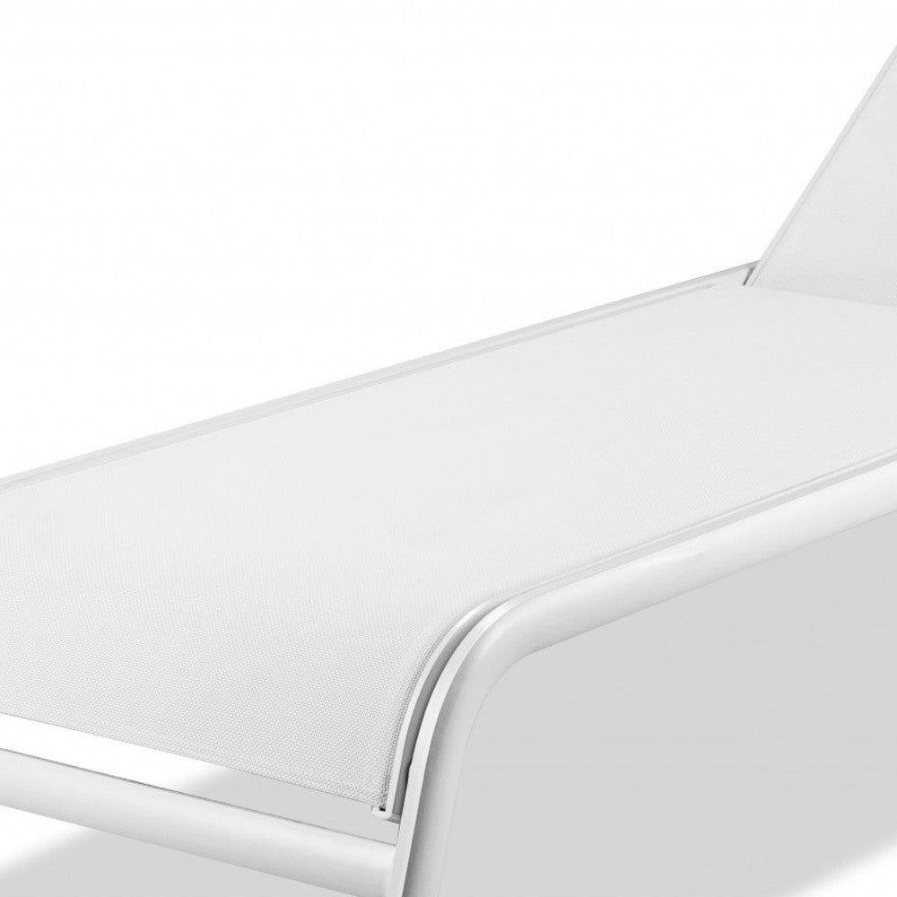 Set of Two 23" White and Chrome Indoor Outdoor Chaise Lounge-Outdoor Chairs-DECOROLALA