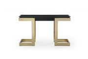 52" Black and Gold Glass Pedestal Console Table-Console Tables-DECOROLALA
