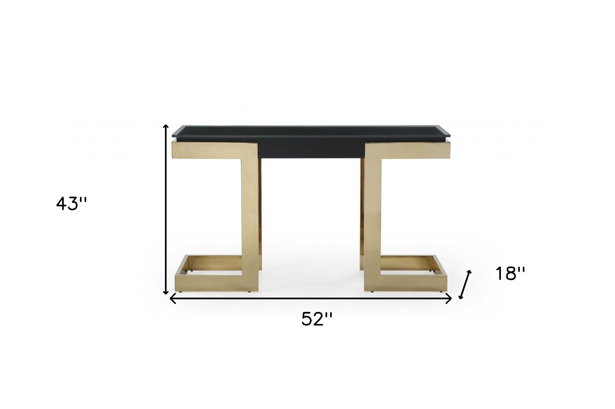 52" Black and Gold Glass Pedestal Console Table-Console Tables-DECOROLALA