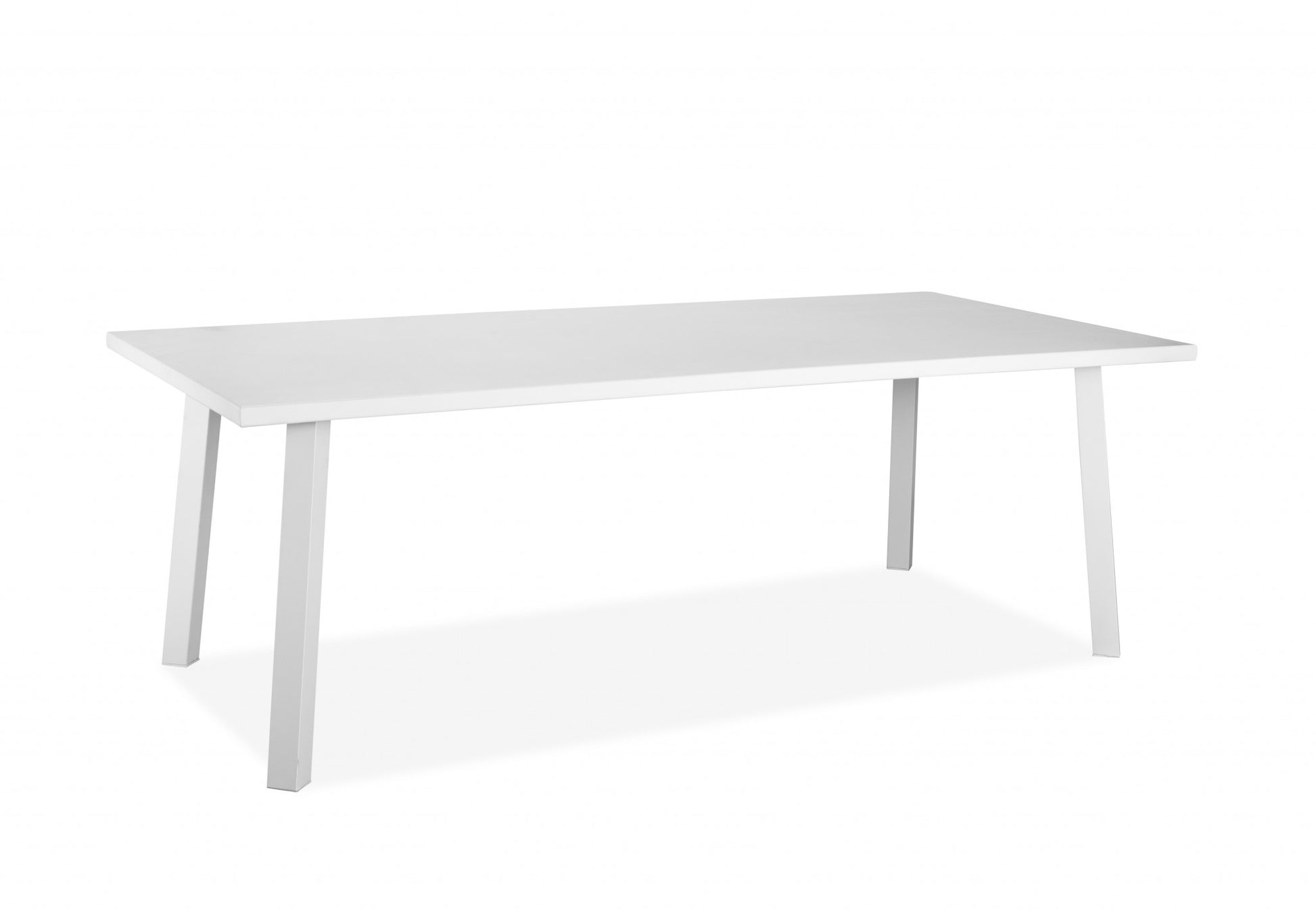 87" White Aluminum Outdoor Dining Table-Outdoor Tables-DECOROLALA