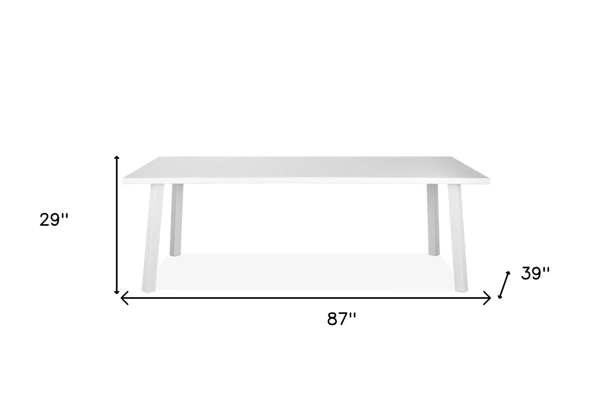 87" White Aluminum Outdoor Dining Table-Outdoor Tables-DECOROLALA