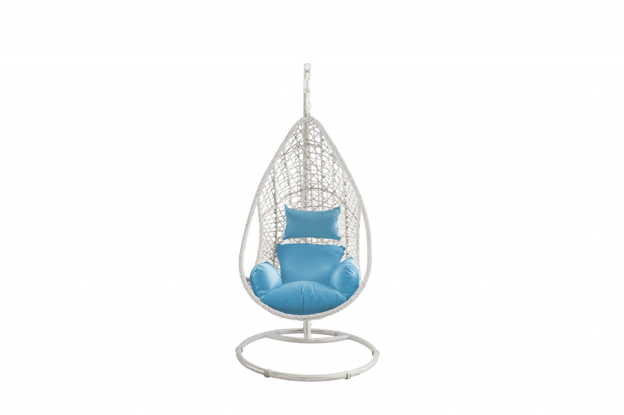 40" Blue and Steel stand finished Metal Outdoor Swing Chair with Blue Cushion-Outdoor Chairs-DECOROLALA