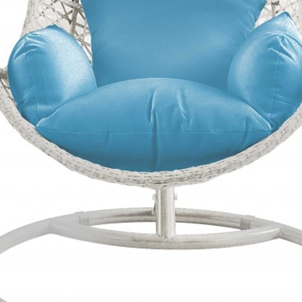 40" Blue and Steel stand finished Metal Outdoor Swing Chair with Blue Cushion-Outdoor Chairs-DECOROLALA