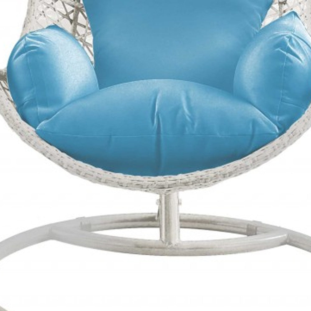 40" Blue and Steel stand finished Metal Outdoor Swing Chair with Blue Cushion-Outdoor Chairs-DECOROLALA