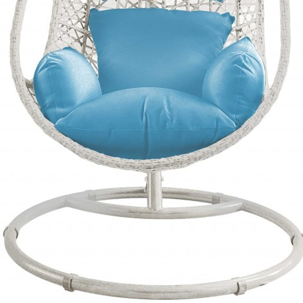 40" Blue and Steel stand finished Metal Outdoor Swing Chair with Blue Cushion-Outdoor Chairs-DECOROLALA