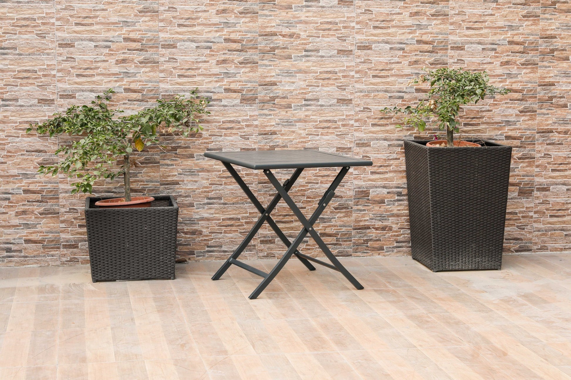 18" Gray Stainless Steel Square End Table-Outdoor Tables-DECOROLALA