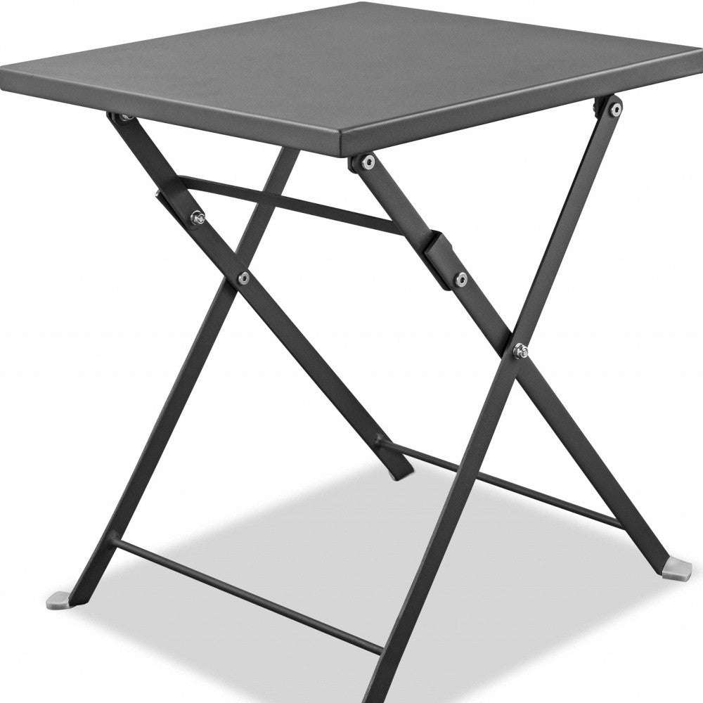18" Gray Stainless Steel Square End Table-Outdoor Tables-DECOROLALA