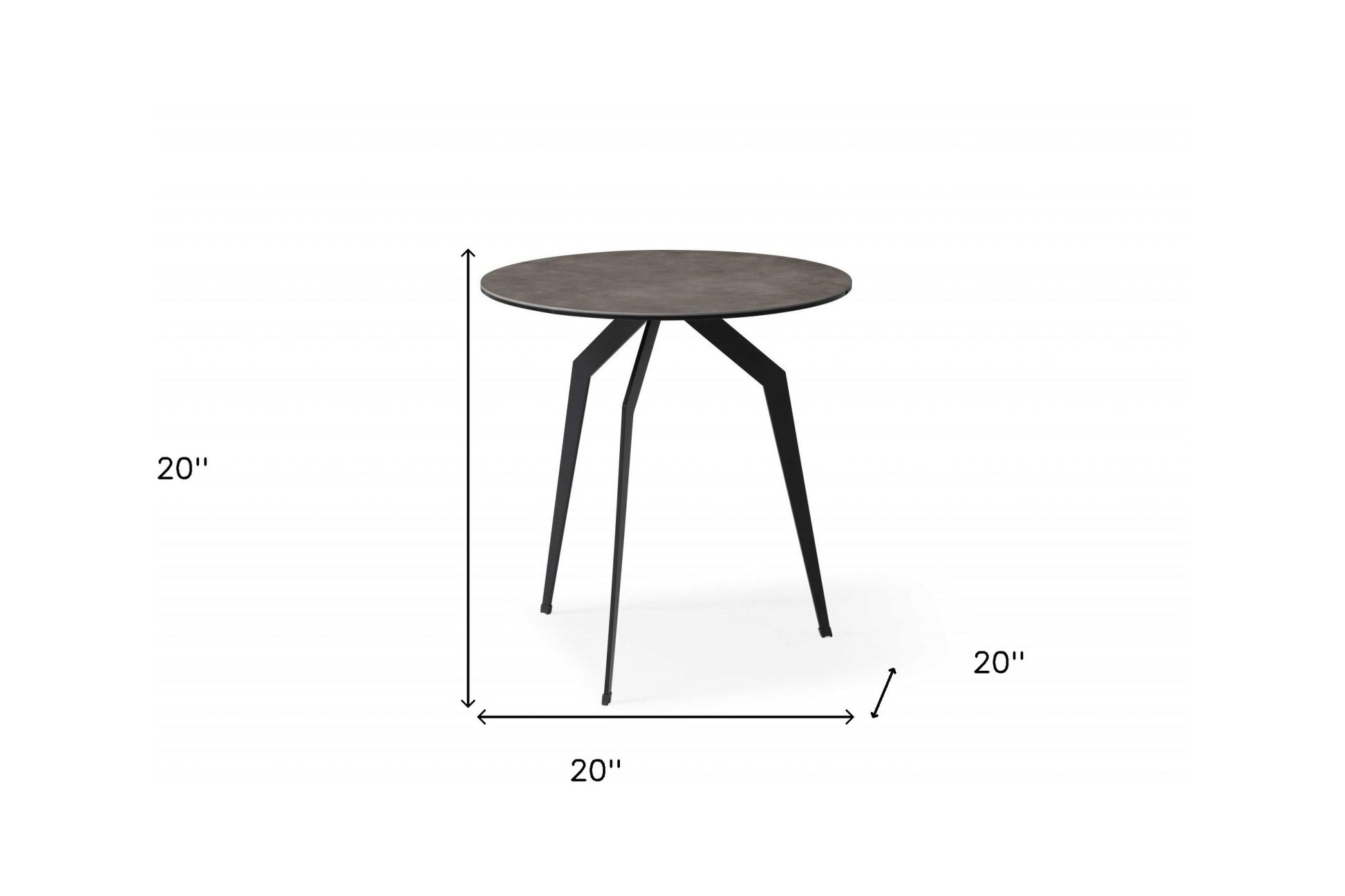 20" Black And Gray Ceramic Round End Table-End-Side Tables-DECOROLALA