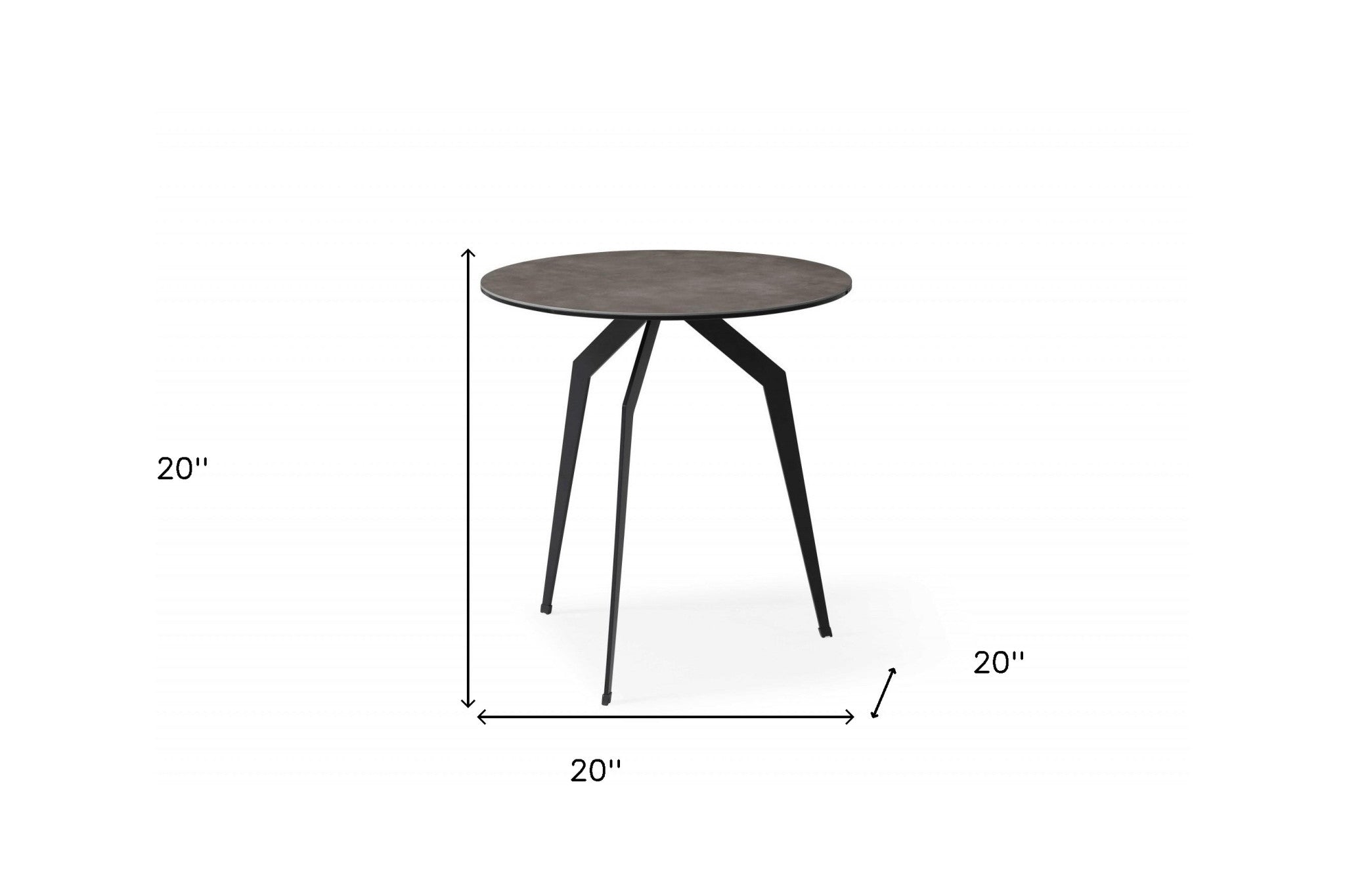 20" Black And Gray Ceramic Round End Table-End-Side Tables-DECOROLALA