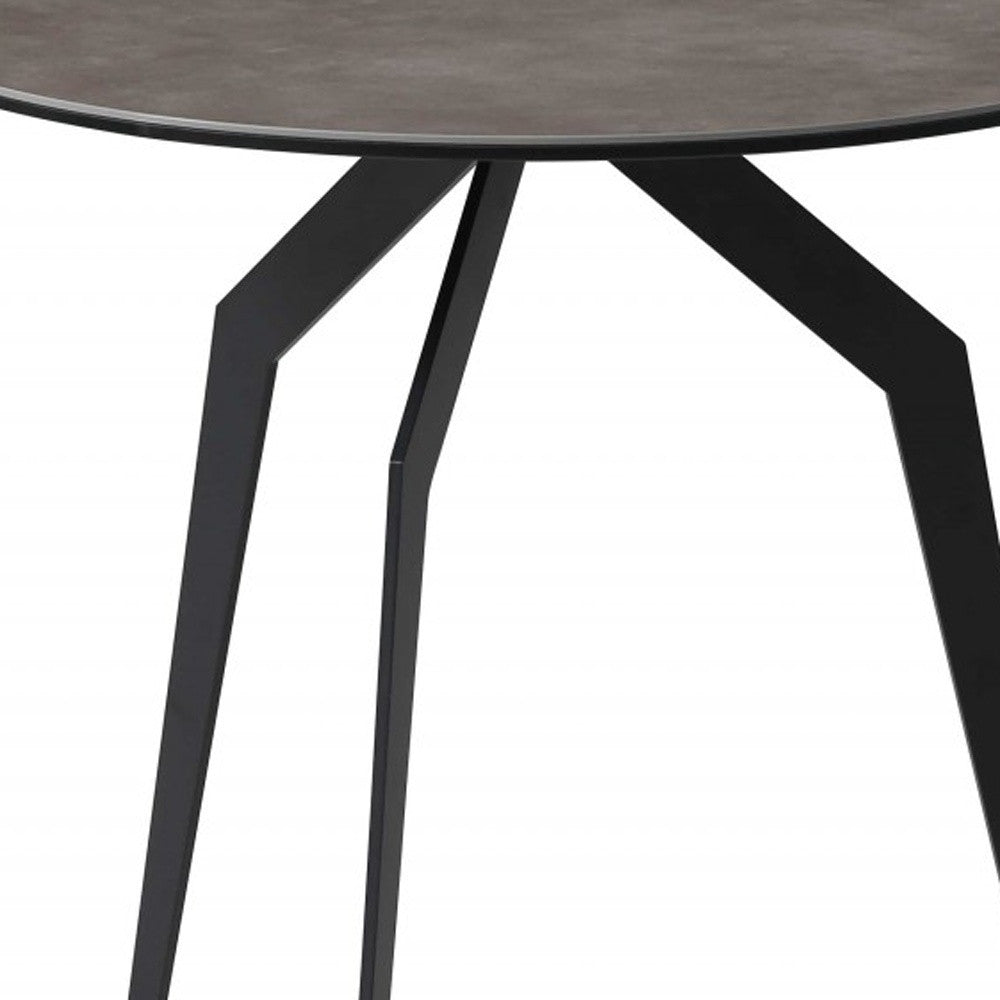 20" Black And Gray Ceramic Round End Table-End-Side Tables-DECOROLALA