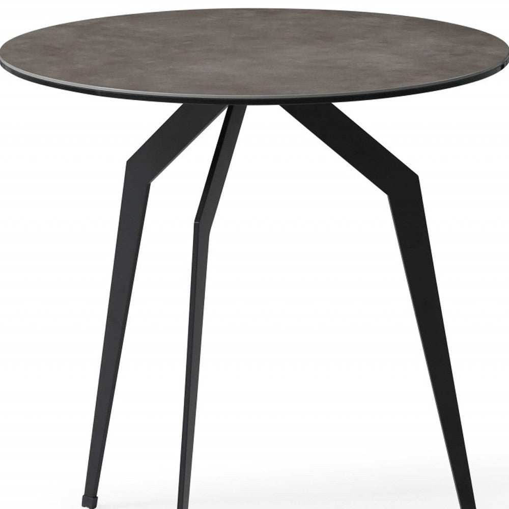 20" Black And Gray Ceramic Round End Table-End-Side Tables-DECOROLALA