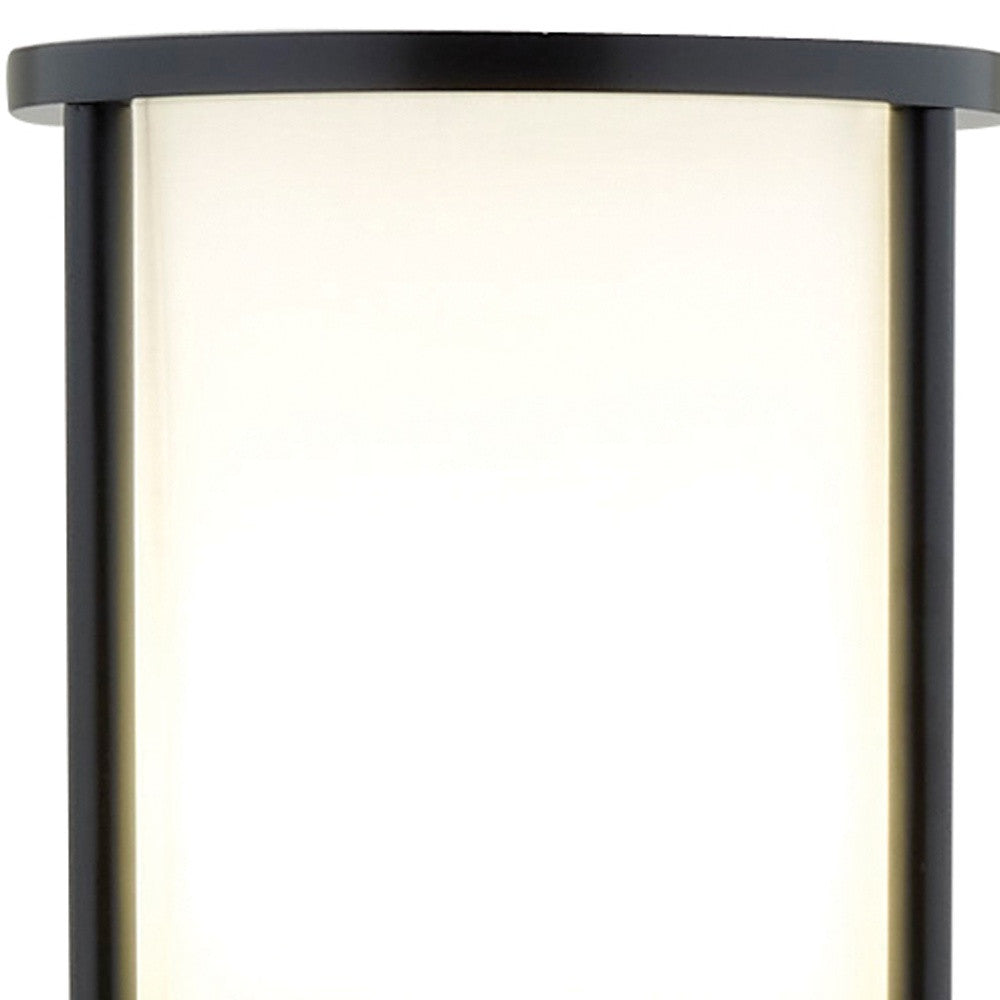 63" Black Wood Column Floor Lamp With White Fabric Cylinder Shade-Floor Lamps-DECOROLALA