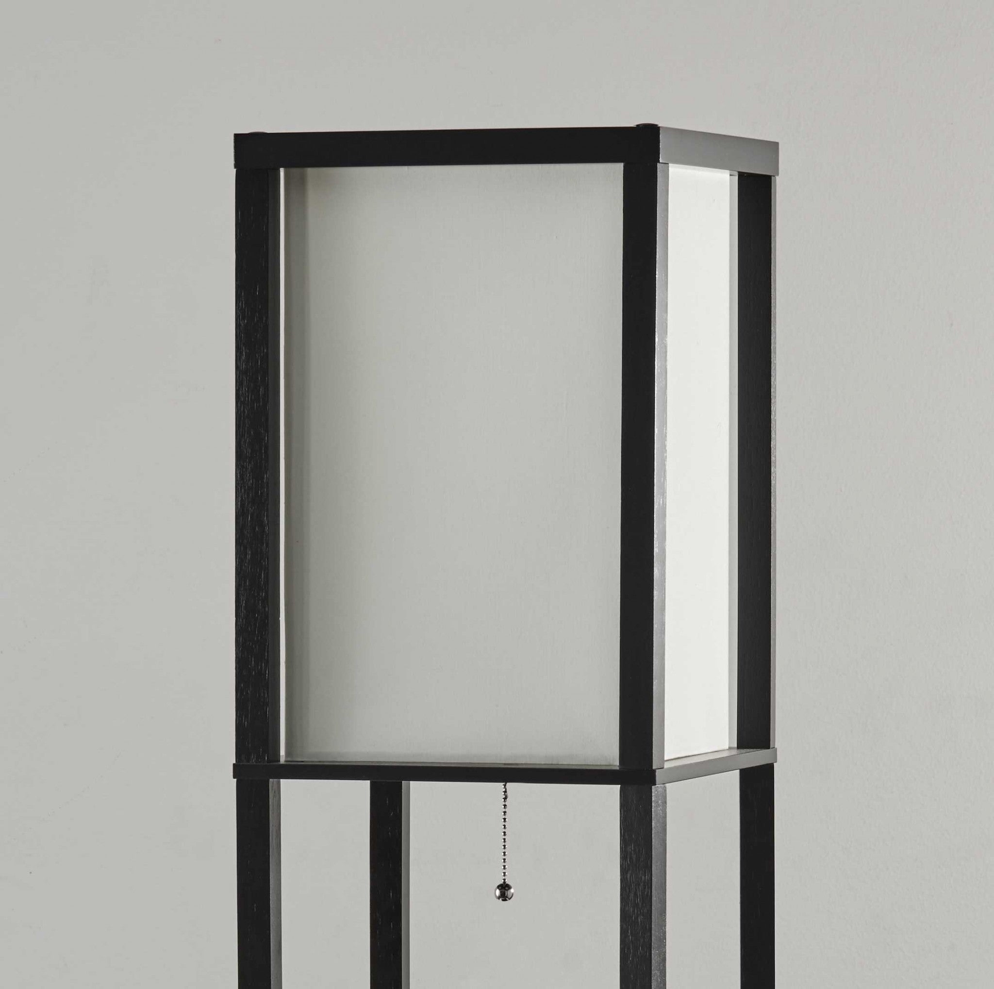 72" Black And Off White Column Floor Lamp With Off White Fabric Rectangular Shade-Floor Lamps-DECOROLALA