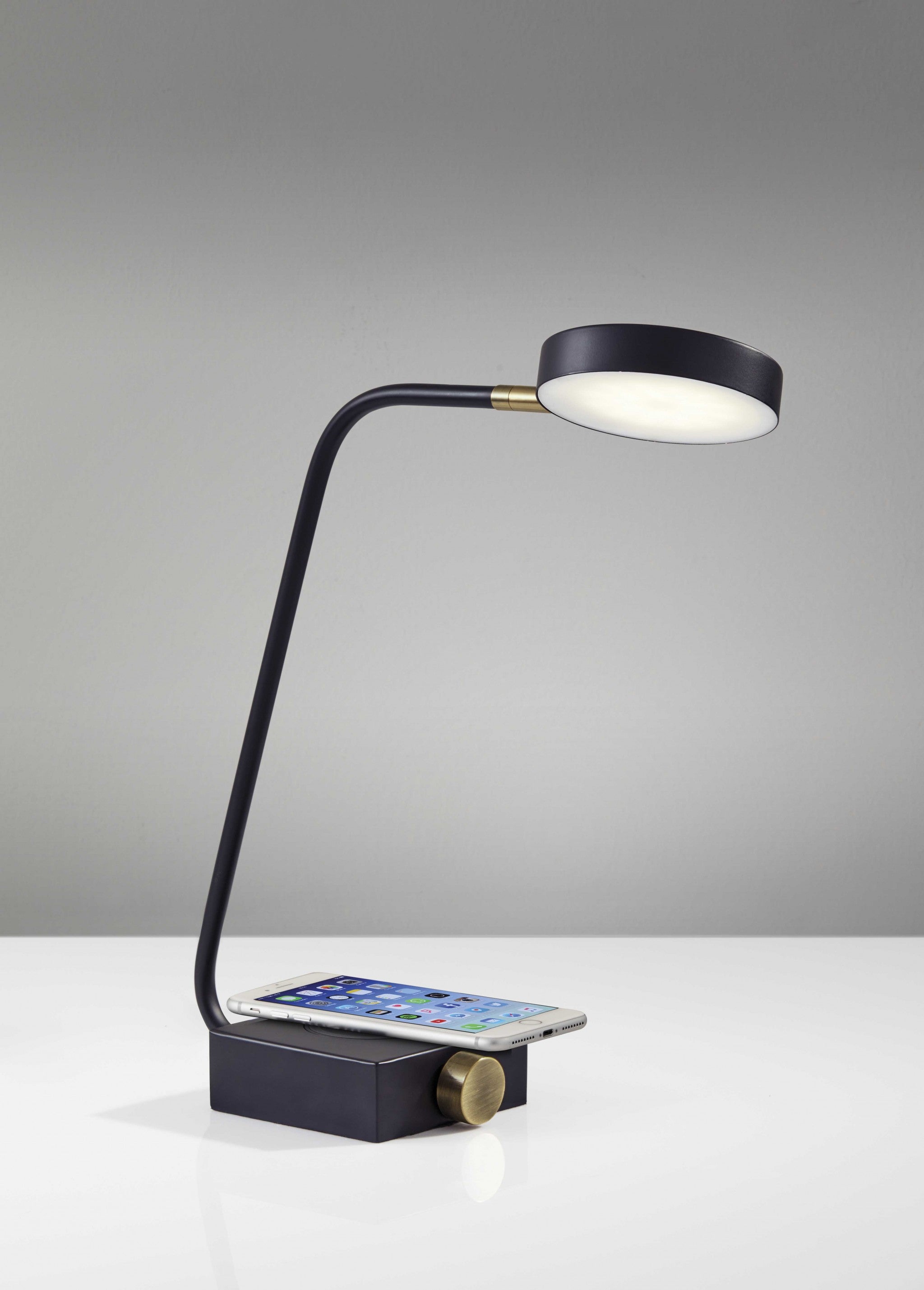 Tech Enhanced Black Metal Disk Led Adjustable Desk Lamp-Table Lamps-DECOROLALA