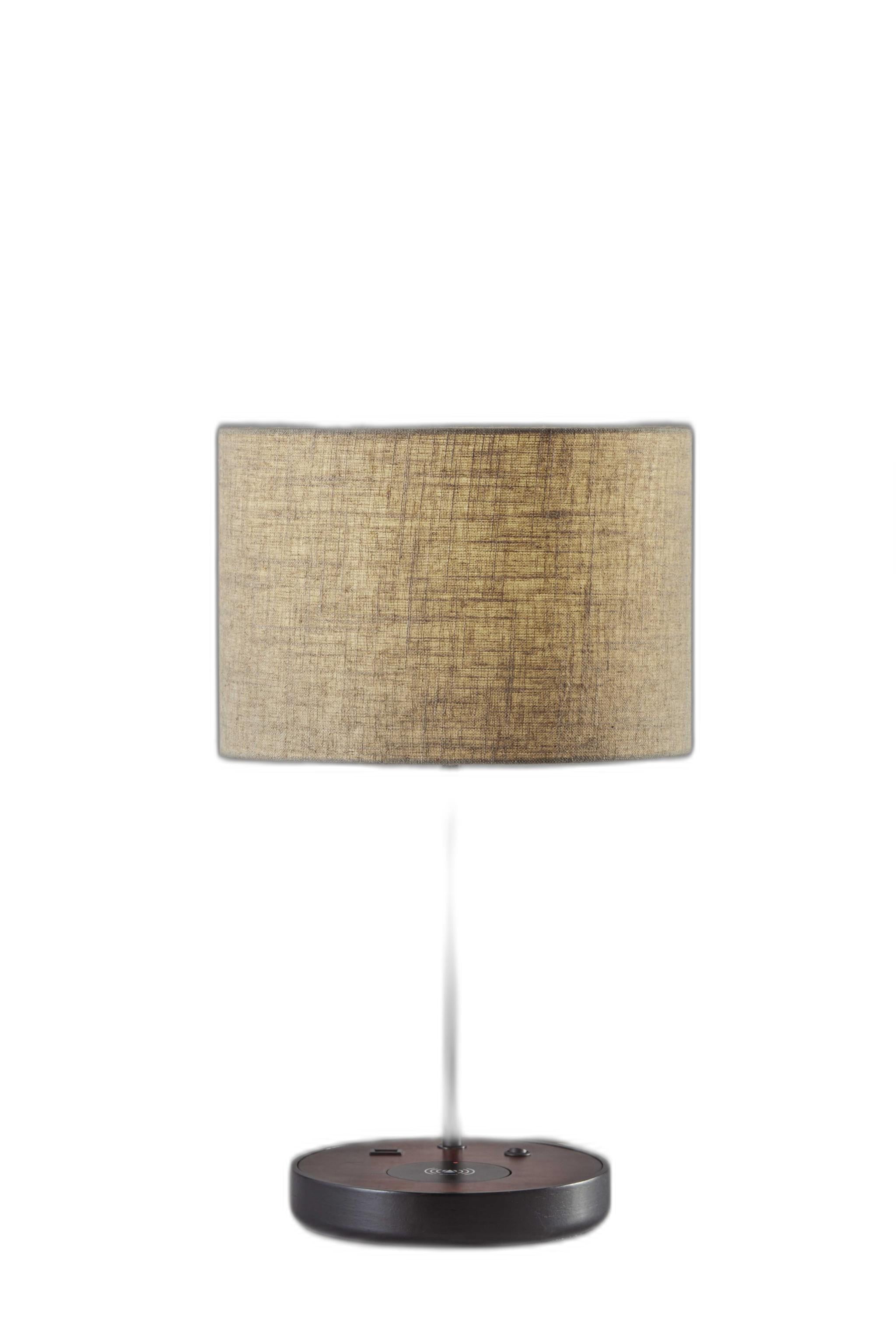 Matte Black Metal Wood Wireless Charging Table Lamp-Table Lamps-DECOROLALA