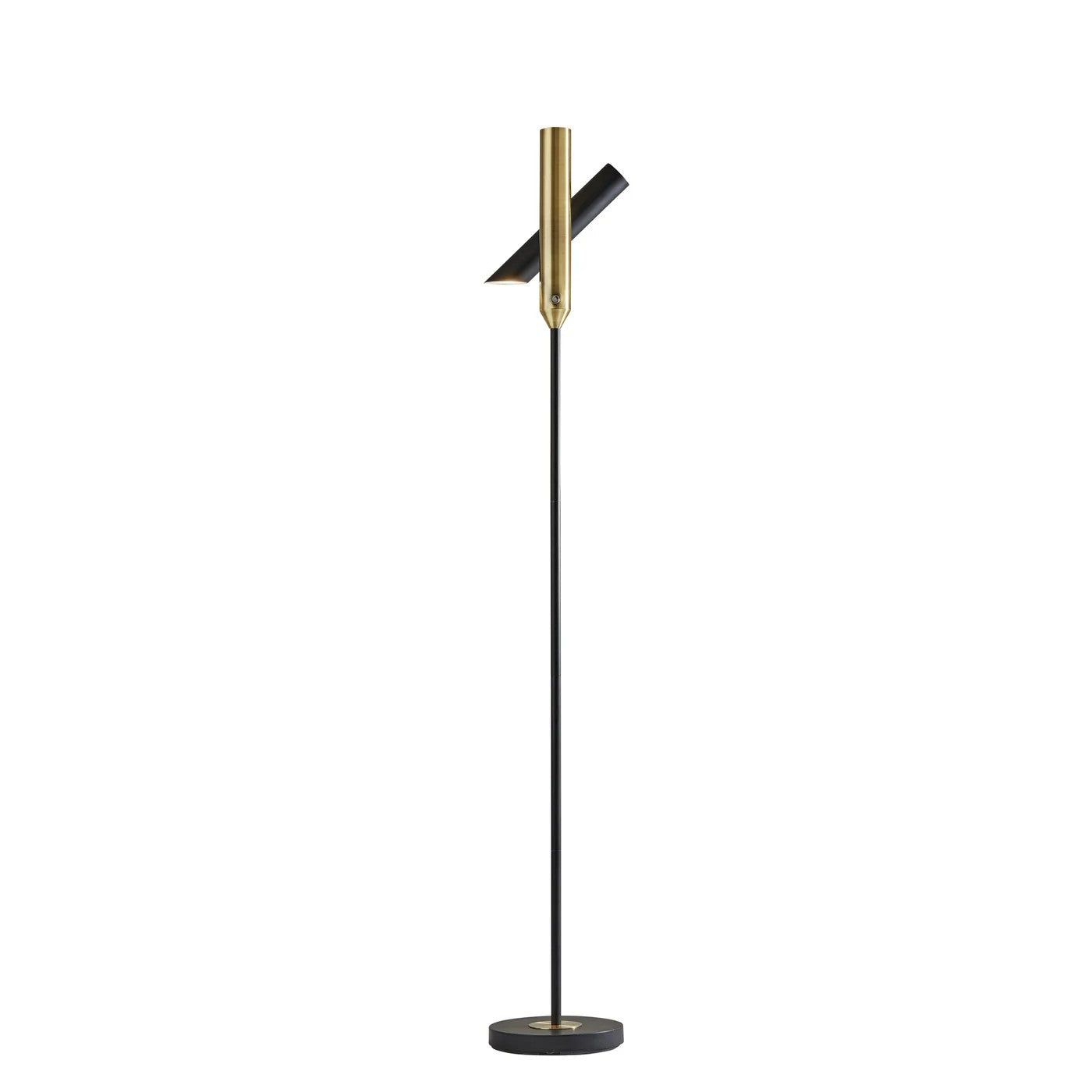 68" Black Metal LED Floor Lamp With Black Metal Cylinder Shade-0